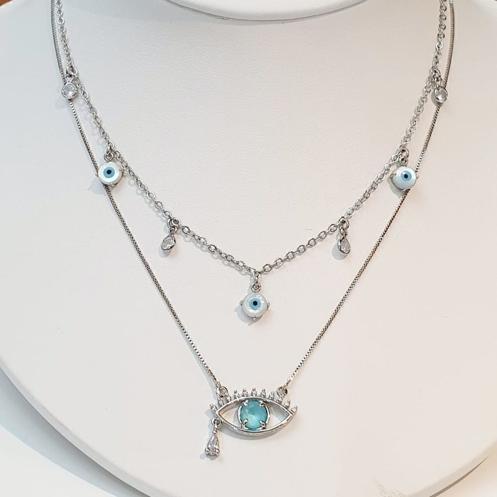Necklaces Evil eye 🧿 bundle 2 necklaces SILVER plated and Ipsy bag